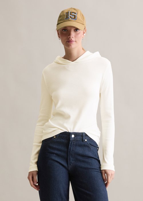Hoodie longsleeve slim — Silky White