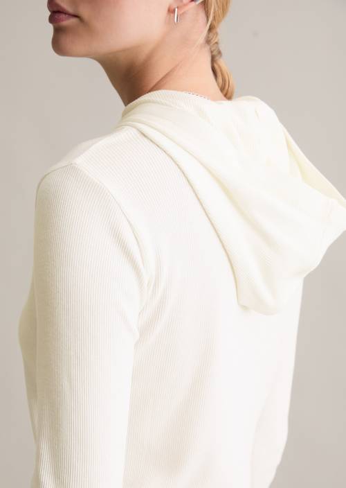 Hoodie longsleeve slim Silky White in detail view