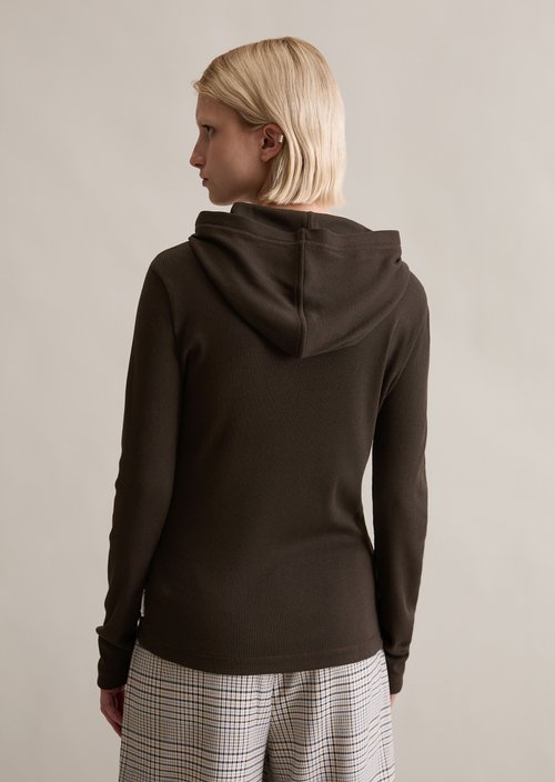 Hoodie longsleeve slim — Black Espresso