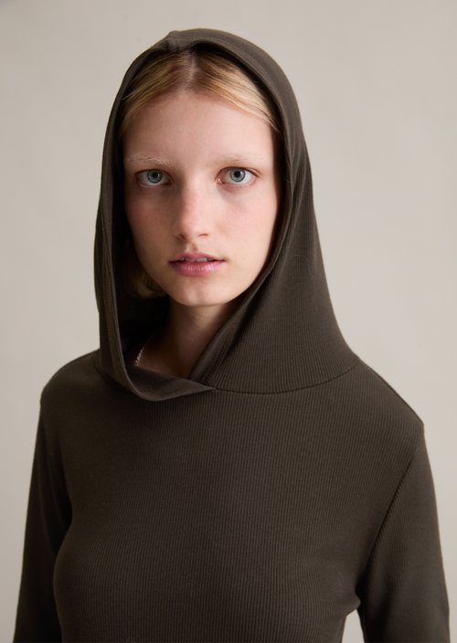 Hoodie longsleeve slim — Black Espresso