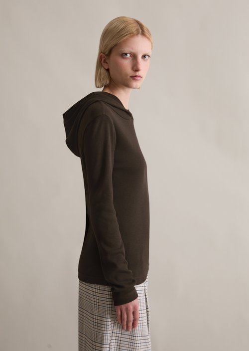 Hoodie longsleeve slim — Black Espresso