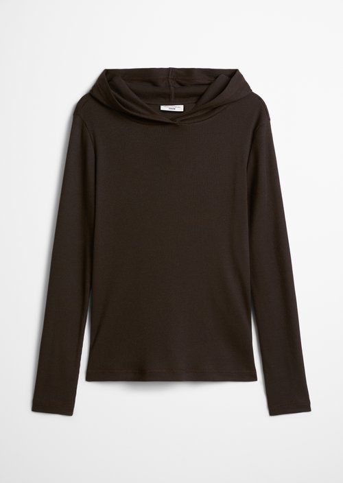 Hoodie longsleeve slim — Black Espresso