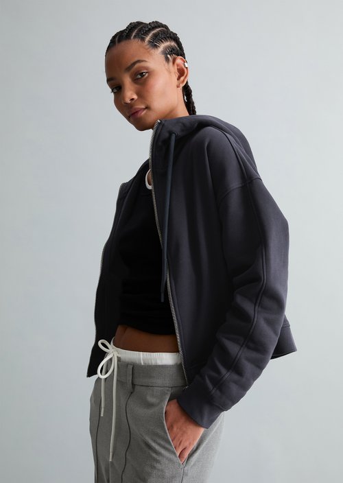 Relaxed hooded sweat jacket — Blue Depths