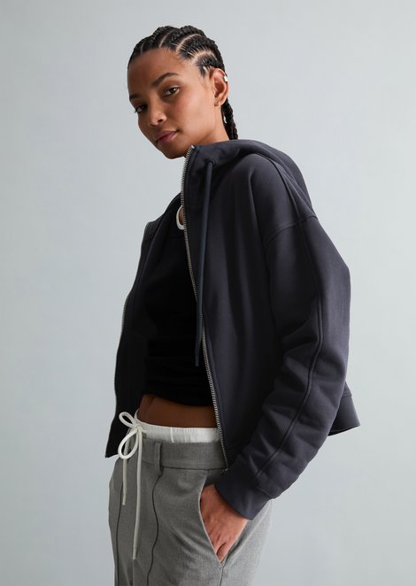 Marc O'Polo Kapuzen-Sweatjacke relaxed, Damen, blau, Gr. l, 100% Baumwolle