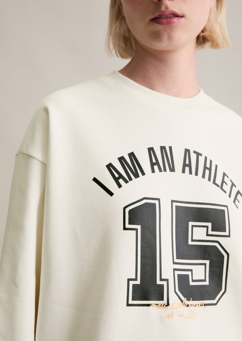 College-style relaxed sweatshirt — Silky White