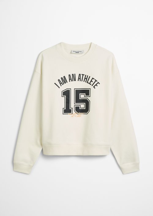 College-style relaxed sweatshirt — Silky White