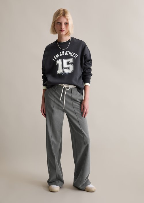 College-style relaxed sweatshirt — Blue Depths