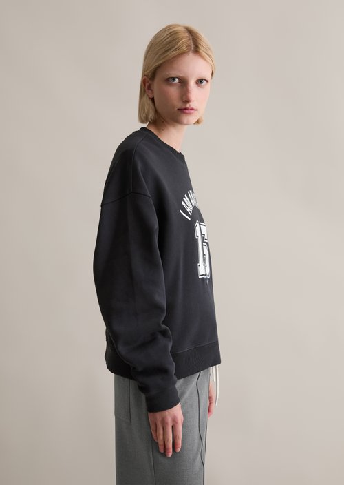 College-style relaxed sweatshirt — Blue Depths
