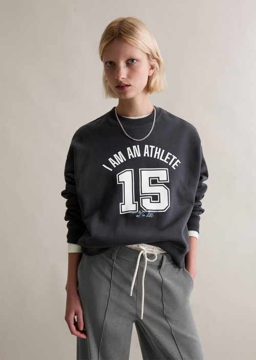 College-style relaxed sweatshirt — Blue Depths