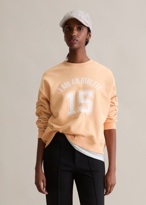 College-style relaxed sweatshirt — Bleached Apricot