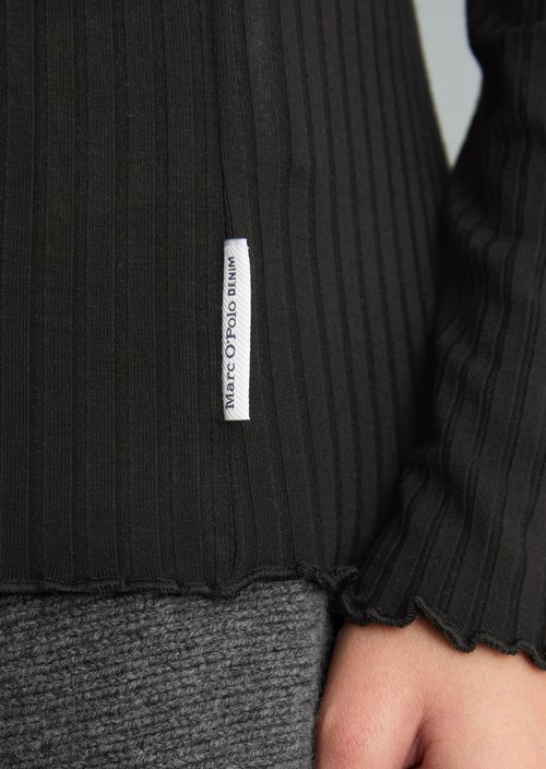 Ribbed longsleeve slim — Black