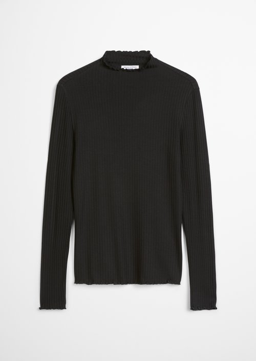 Ribbed longsleeve slim — Black