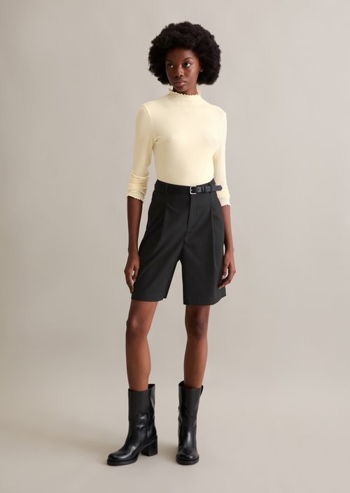 Ribbed longsleeve slim — White Blush