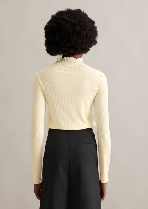 Ribbed longsleeve slim — White Blush