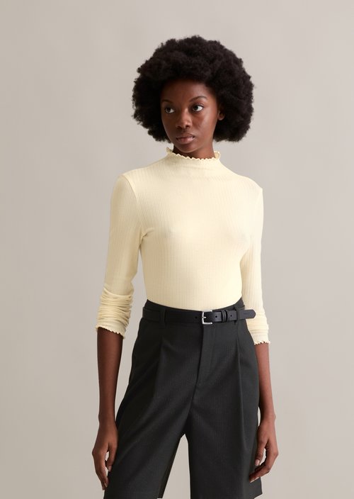 Ribbed longsleeve slim — White Blush