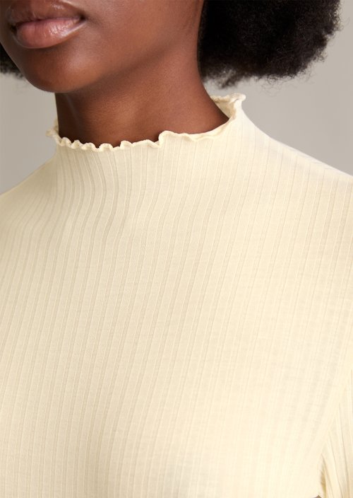Ribbed longsleeve slim — White Blush