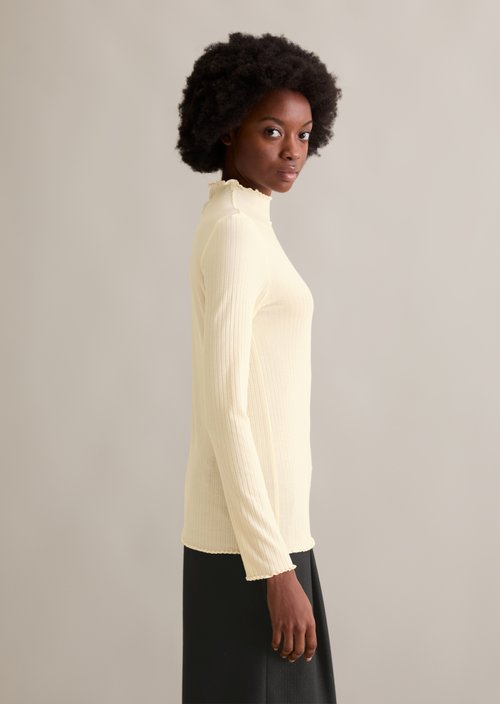 Ribbed longsleeve slim — White Blush