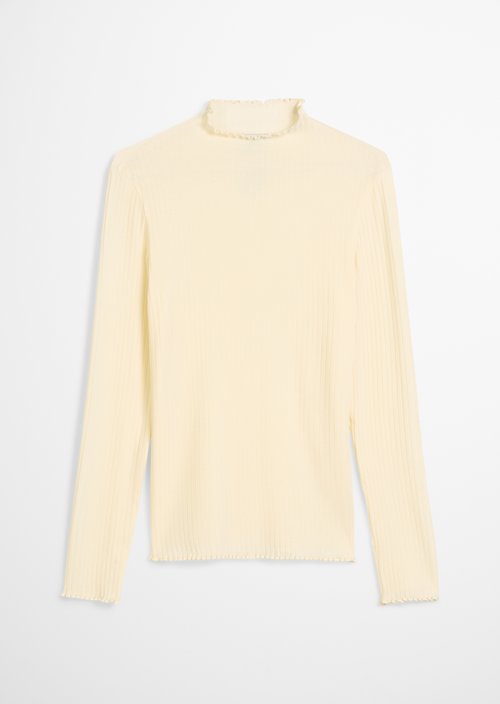 Ribbed longsleeve slim — White Blush