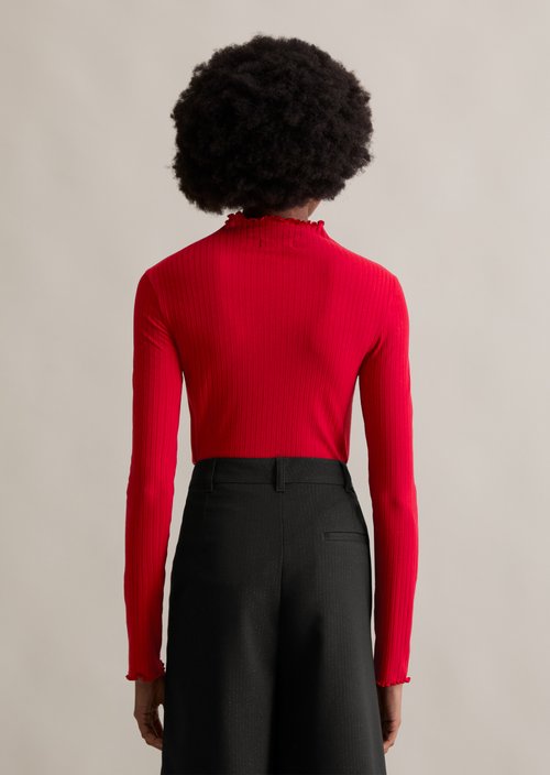 Ribbed longsleeve slim — Red Mulberry