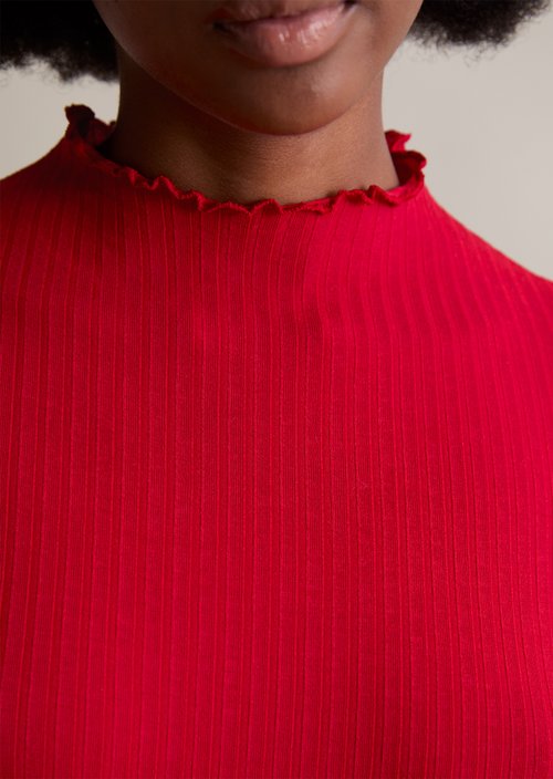 Ribbed longsleeve slim — Red Mulberry