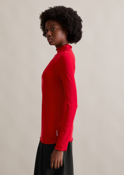 Ribbed longsleeve slim — Red Mulberry