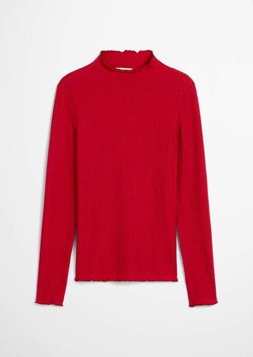 Ribbed longsleeve slim — Red Mulberry