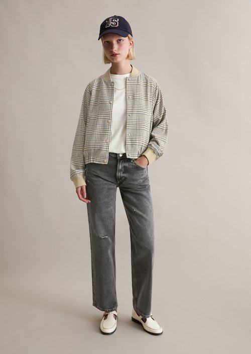 Checked blouson regular — Offwhite