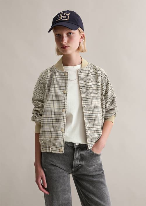 Karierter Blouson regular Offwhite in Frontalansicht