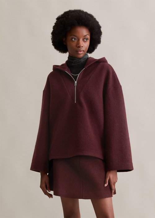 Zip hoodie loose — Dark Maroon