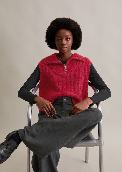Troyer pullover relaxed — Medium Red