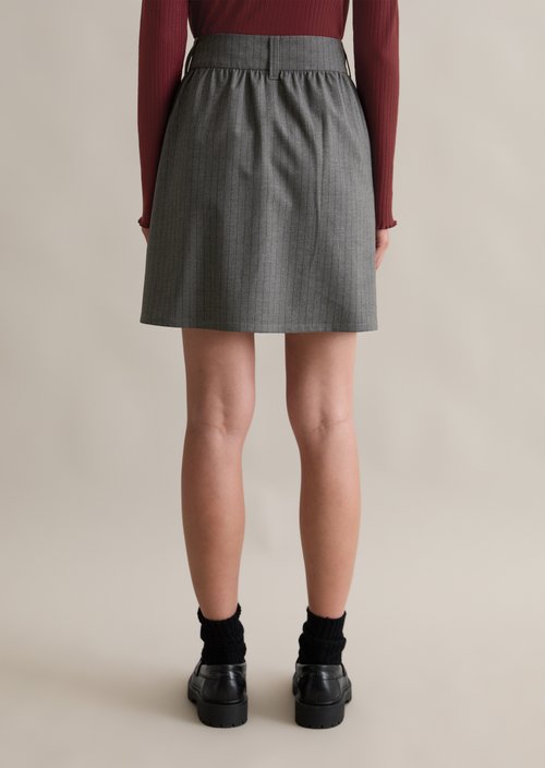 Pinstripe mini skirt A-shape — Medium Grey