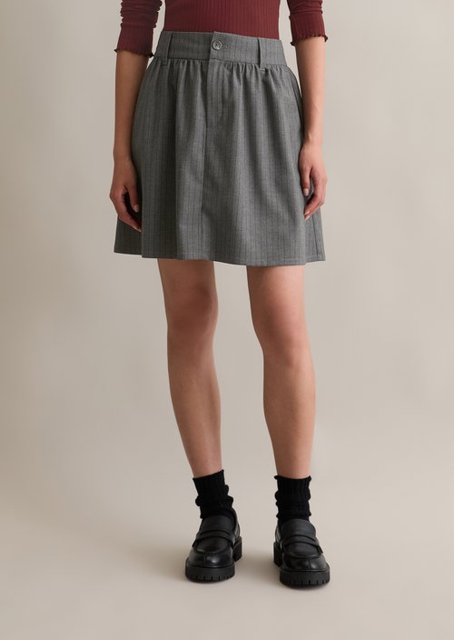 Pinstripe mini skirt A-shape — Medium Grey