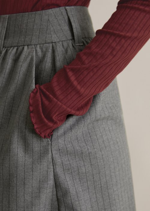 Pinstripe mini skirt A-shape — Medium Grey