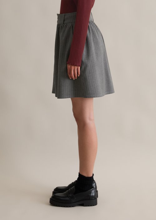 Pinstripe mini skirt A-shape — Medium Grey