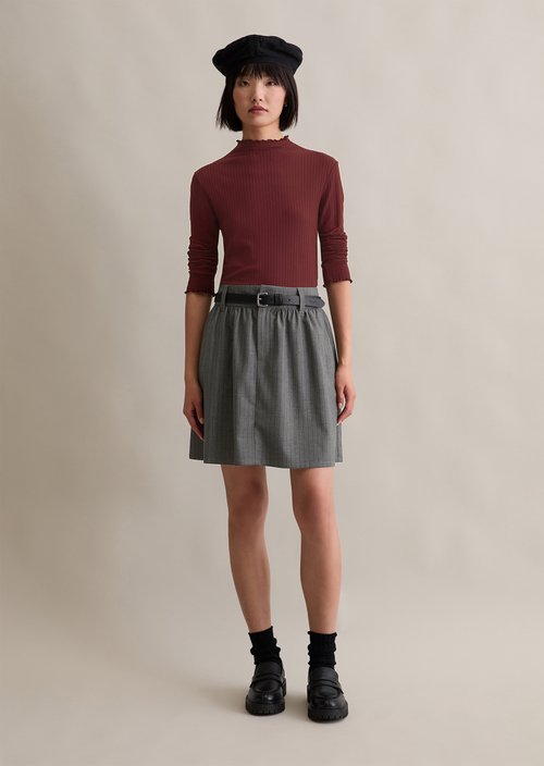 Pinstripe mini skirt A-shape — Medium Grey