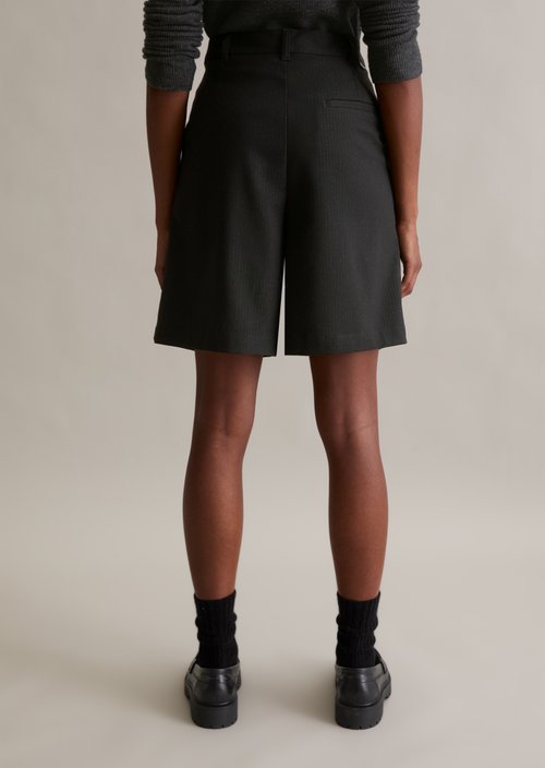 Relaxed pinstripe Bermuda shorts — Black