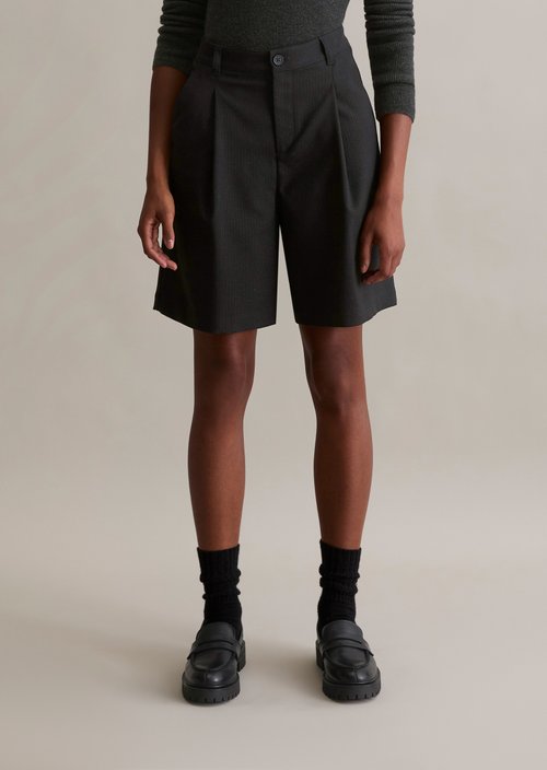 Relaxed pinstripe Bermuda shorts — Black