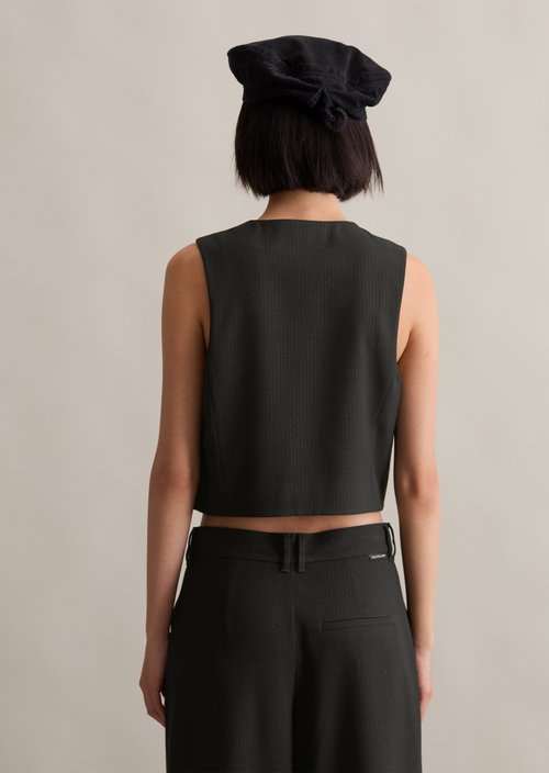 Pinstripe vest regular — Black