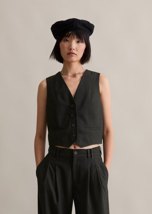 Pinstripe vest regular — Black
