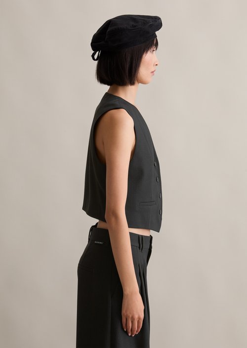 Pinstripe vest regular — Black