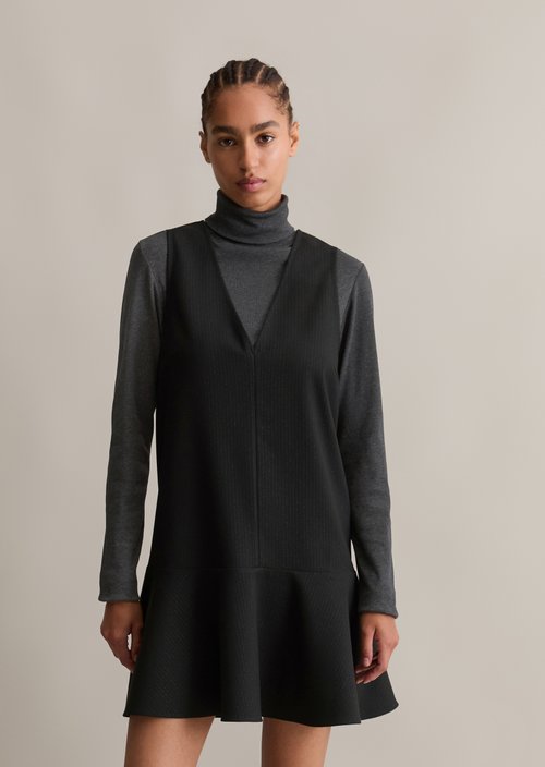 Pinstripe dress regular — Black