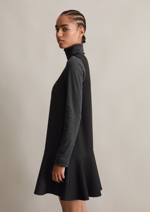 Pinstripe dress regular — Black