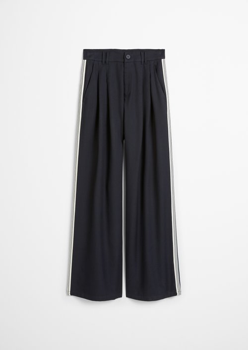 Twill pleated trousers relaxed — Blue Depths