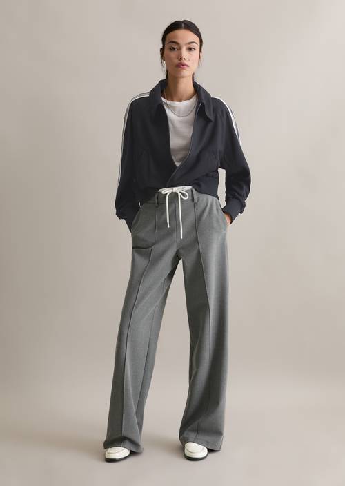 Two-in-one loose pants Asphalt Melange in front view