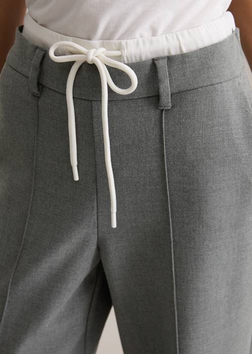 Two-in-one loose pants Asphalt Melange in detail view