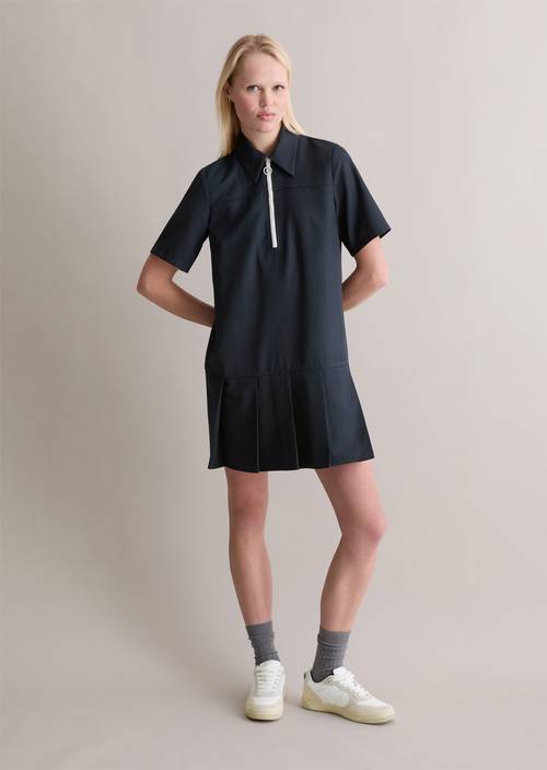 Relaxed short dress Blue Depths in front view