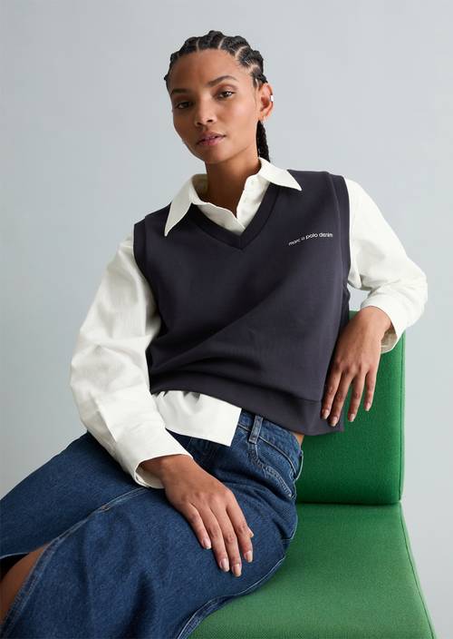 Sweat-V-Neck-Pullunder regular Blue Depths in Frontalansicht