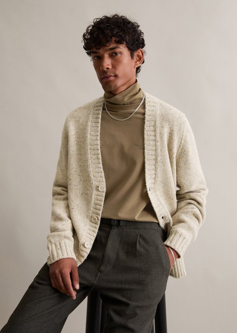 Marc O'Polo Relaxed vest, Heren, beige, S, 70% Ruw wol, 30% Polyamide