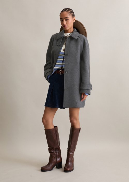 Relaxed short coat — Anthra Melange
