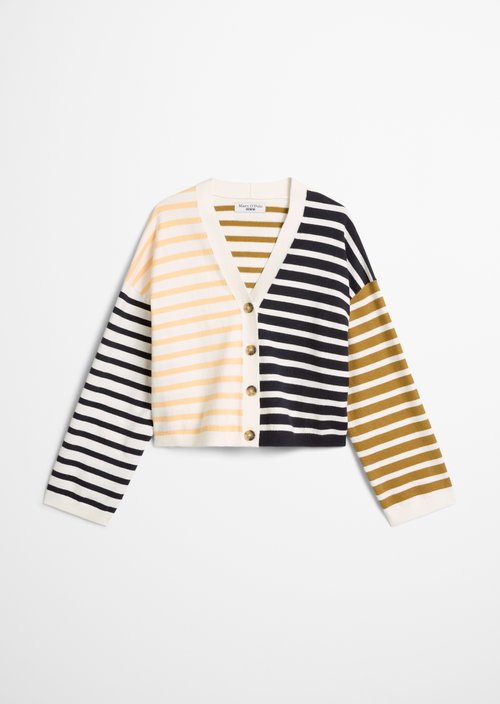 Striped V-neck cardigan relaxed — Offwhite